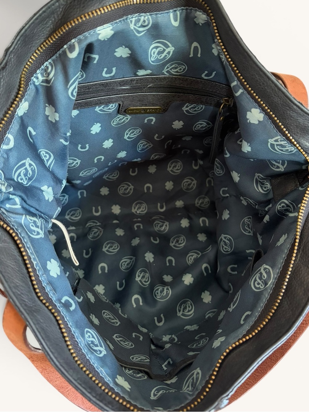 Lucky Brand Black Leather Tote with Brown Straps - Picture 15 of 16
